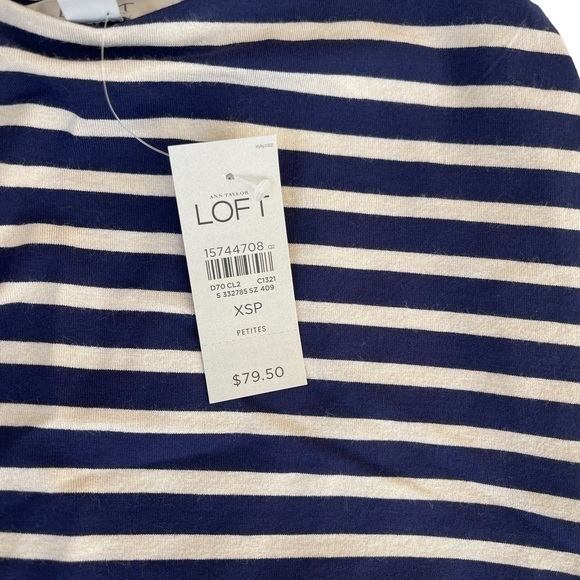 NWT Women's Loft Striped Tiered Navy Ivory Tank Dress Nautical Summer Dress XSP - Picture 7 of 7